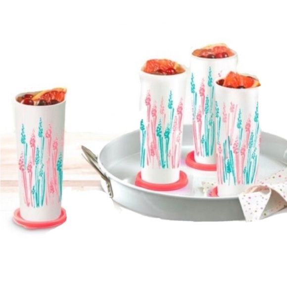 New Tupperware 16oz Tumblers Set of 4 Wheat Design - Picture 2 of 4